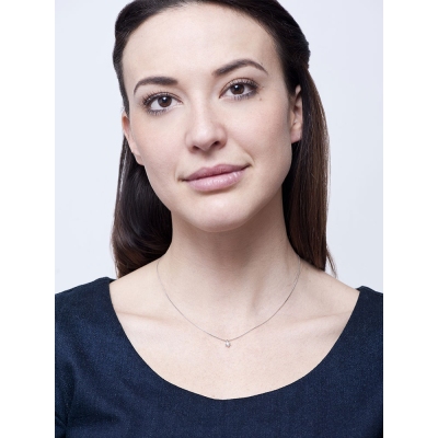 18k white gold solitaire necklace with diamond 0.10 ct