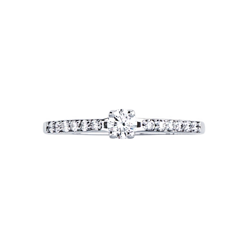 Solitaire type ring white gold 18k with diamonds round cut