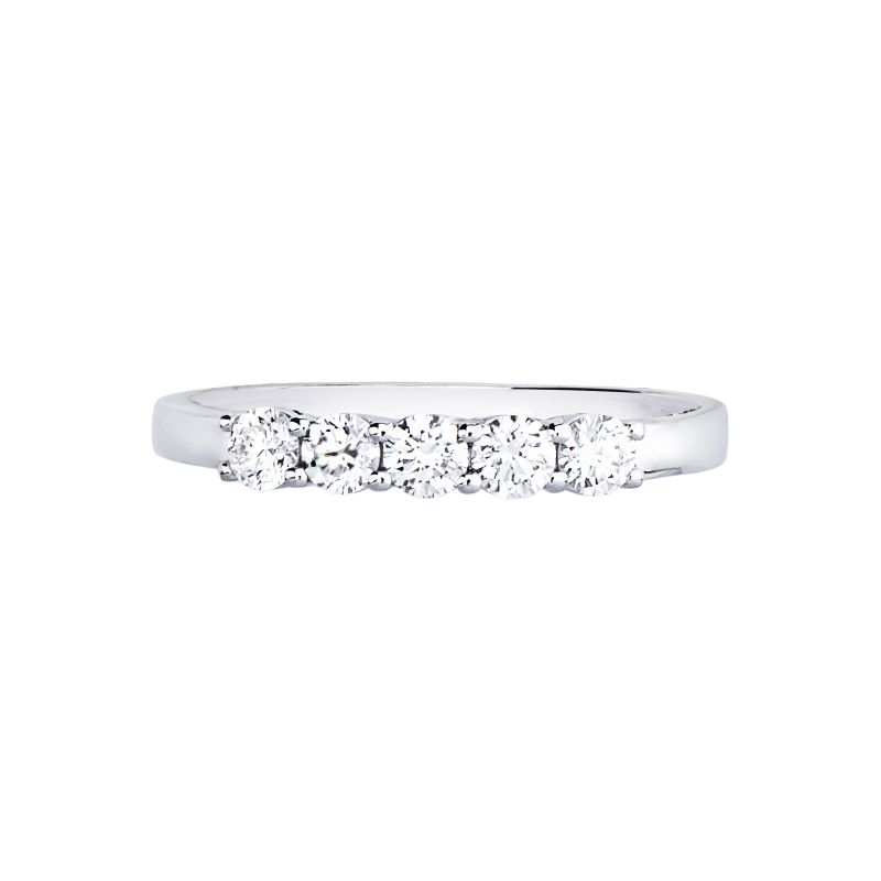 18k white gold five diamond half eternity ring, 0.40 ct