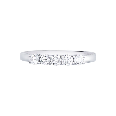 18k white gold five diamond half eternity ring, 0.40 ct