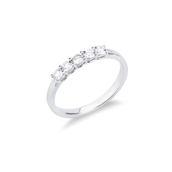 18k white gold five diamond half eternity ring, 0.40 ct