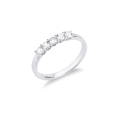 18k white gold five diamond half eternity ring, 0.40 ct