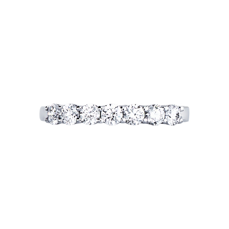 18k white gold half eternity ring with 7 diamonds, 0.55 ct