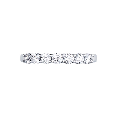 18k white gold half eternity ring with 7 diamonds, 0.55 ct