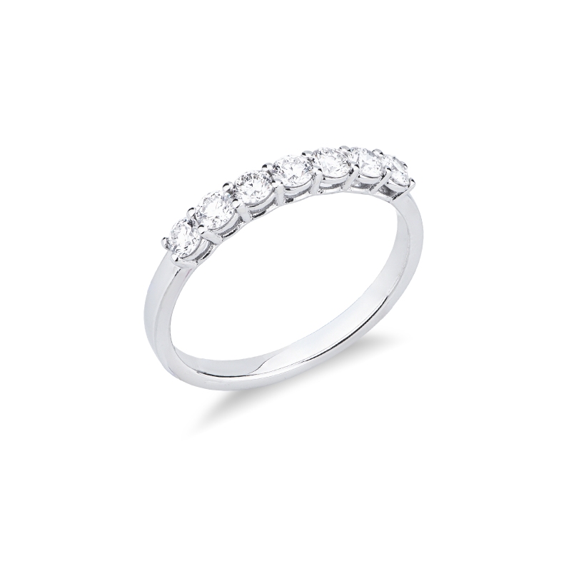 18k white gold half eternity ring with 7 diamonds, 0.55 ct