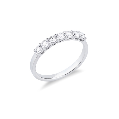 18k white gold half eternity ring with 7 diamonds, 0.55 ct