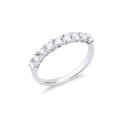750 white gold half eternity ring with 9 diamonds, 0.75 ct
