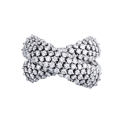 Band ring in white gold 750 with diamonds