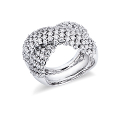 Band ring in white gold 750 with diamonds