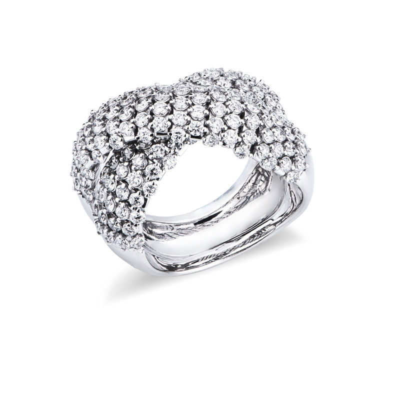 Band ring in white gold 750 with diamonds