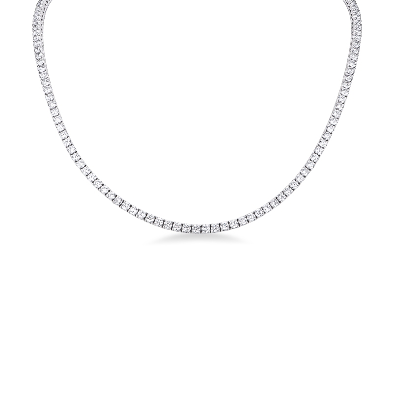 18k white gold linear tennis necklace with diamonds