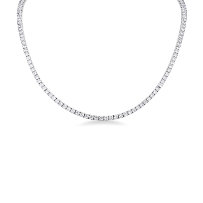 18k white gold linear tennis necklace with diamonds