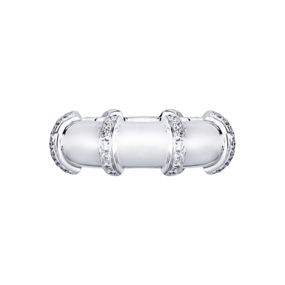 Elastic ring in white gold 18k with pavè diamonds