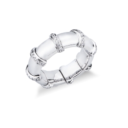 Elastic ring in white gold 18k with pavè diamonds