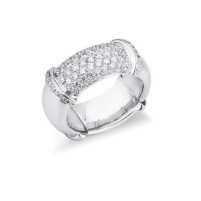 18k white gold pavè diamonds elastic ring