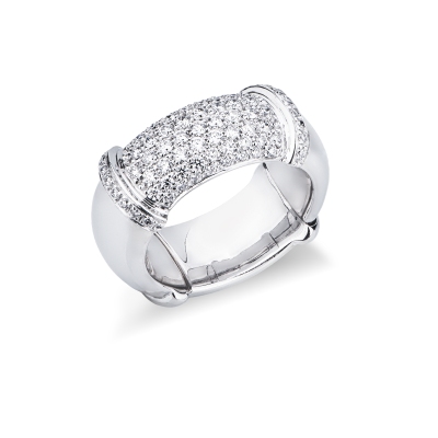 18k white gold pavè diamonds elastic ring