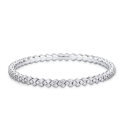 18k white gold diamond design elastic bracelet
