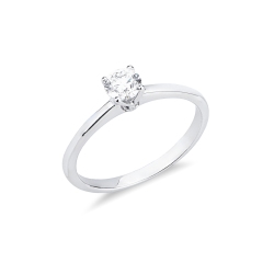 White gold 18k 4 claw solitaire ring with 0,40 ct diamond 