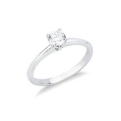 Solitaire ring in white gold 18k with diamond, 0.50 ct