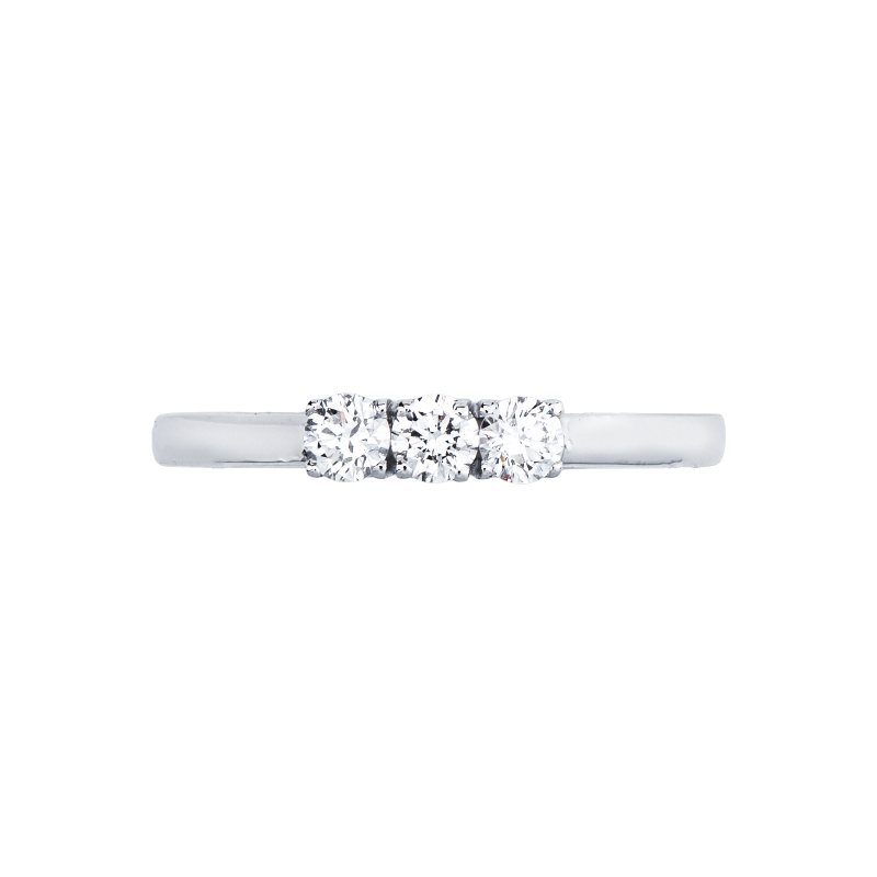 18k White Gold Trilogy Ring with Diamonds, 0.30 ct