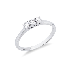 18k White Gold Trilogy Ring with Diamonds, 0.30 ct