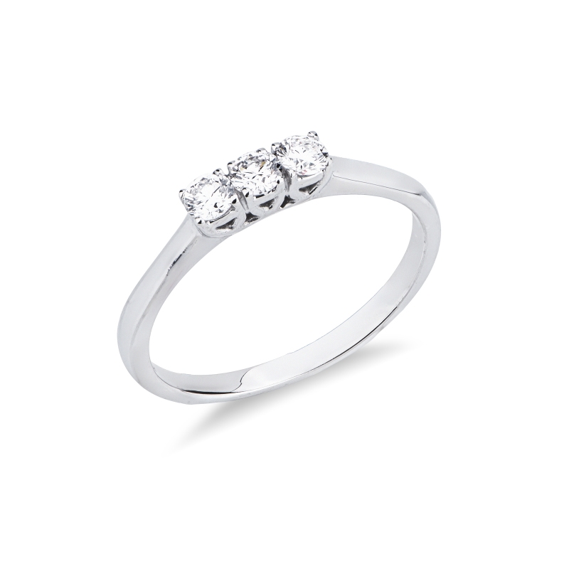 18k White Gold Trilogy Ring with Diamonds, 0.30 ct