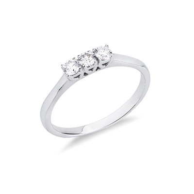 18k White Gold Trilogy Ring with Diamonds, 0.30 ct