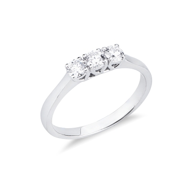 Trilogy Ring 18k White Gold with Diamond 