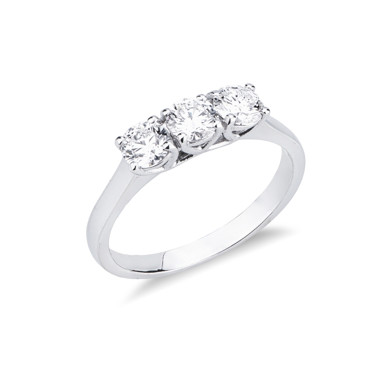 Trilogy Ring 18k White Gold with Diamonds 0,90 ct 