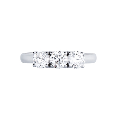Trilogy ring in white gold 750 with diamonds, 1.20 ct