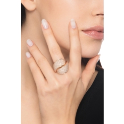 750 rose gold crossed band ring with diamonds 2