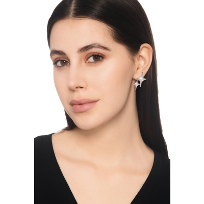 750 white gold star diamonds earrings