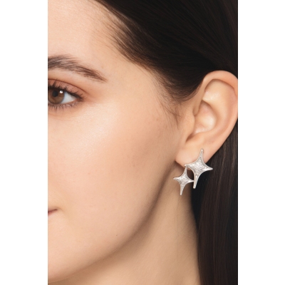 750 white gold star diamonds earrings