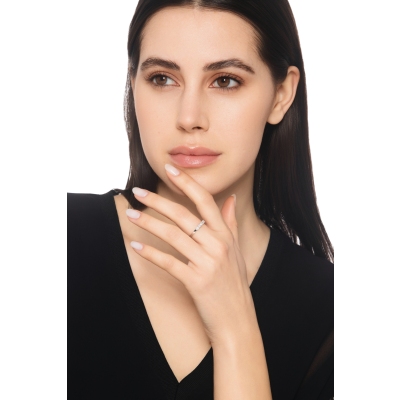 18k white gold five diamond half eternity ring, 0.40 ct