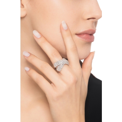 Band ring in white gold 750 with diamonds