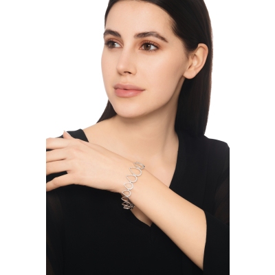 18k White Gold Bracelet with Diamonds Drops