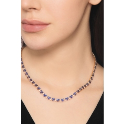 18k rose gold tennis necklace featuring blue sapphires and diamonds 2