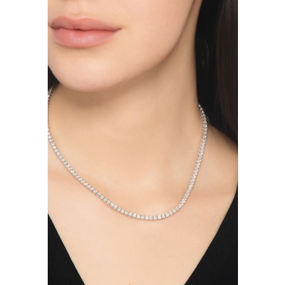 18k white gold linear tennis necklace with diamonds