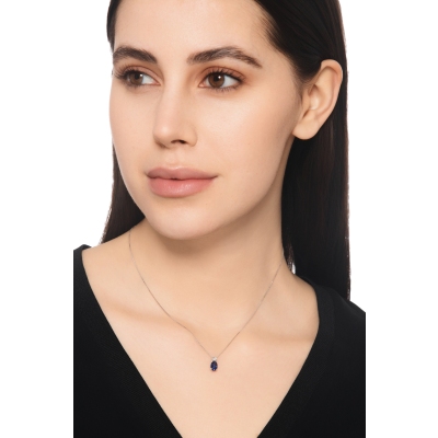 Oval sapphire and diamond pendant