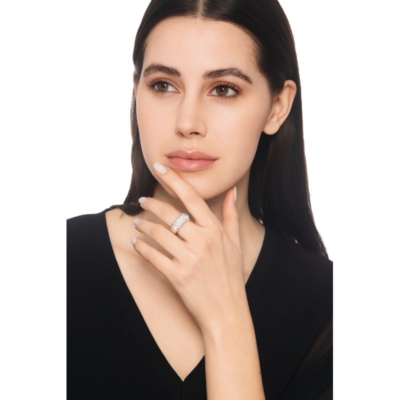 18k white gold pavè diamonds elastic ring