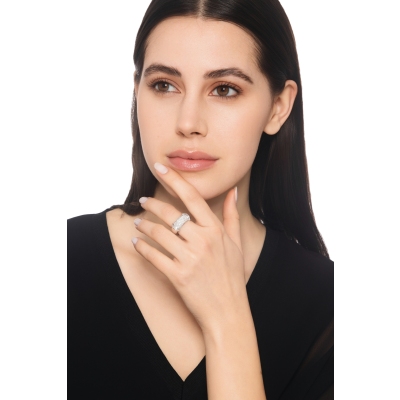 18k white gold pavè diamonds elastic ring