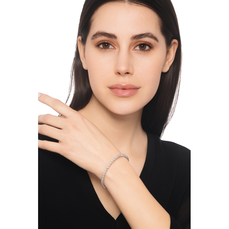 18k white gold diamond design elastic bracelet