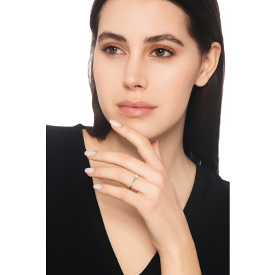 Solitaire ring in white gold 18k with diamond, ct 0,30