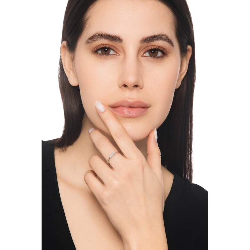 18k White Gold Trilogy Ring with Diamonds, 0.30 ct