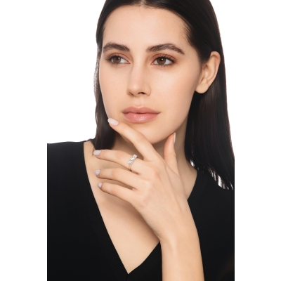 Trilogy Ring 18k White Gold with Diamonds