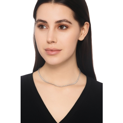 Tennis pyramid linear necklace in white gold 18k with diamonds