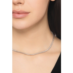 Tennis pyramid linear necklace in white gold 18k with diamonds 2