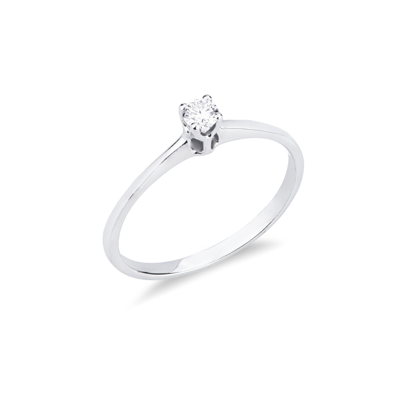 18k white gold classical solitaire with diamond 0.10 ct