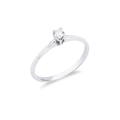18k white gold classical solitaire with diamond 0.10 ct