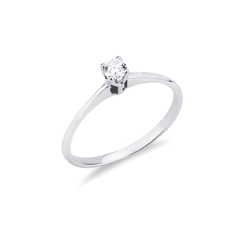 Solitaire in white gold 18k with a 0.15 ct diamond